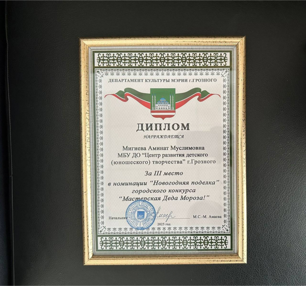 Обучающаяся ЦРДЮТТ заняла 3 место в ежегодном городском конкурсе "Мастерская Деда Мороза"
